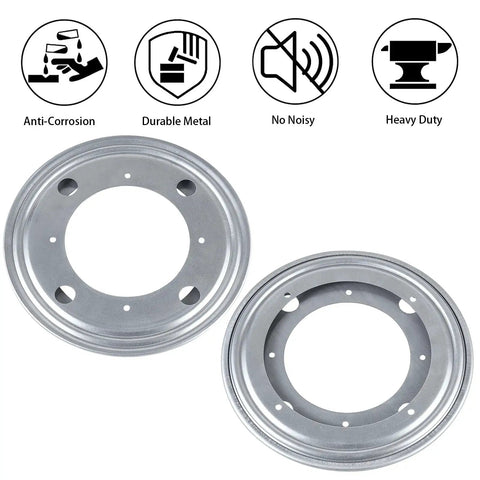 Heavy Duty Eight Inch Lazy Susan Round Swivel Turntable With Solid Steel Build Rust Resistant Coating smooth metal circle with holes
