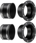 Rugged 4 Inch Magnetic Dust Collection Quick Connect Fitting Kit With Swappable Rubber Couplers For Quick Flip Shop Vac Hookups and Sleek Dust Management Systems, four black connectors.
