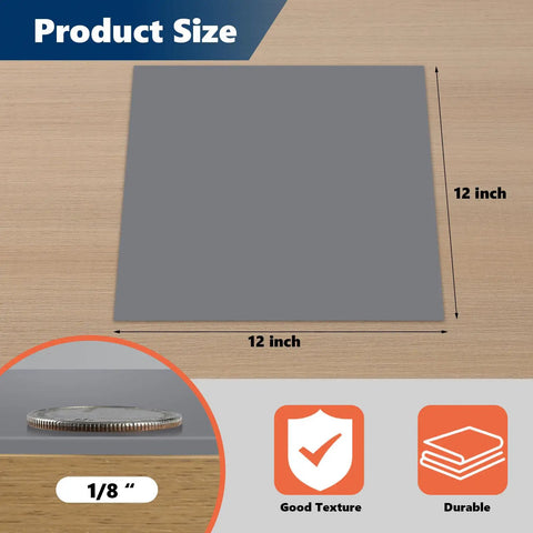 Gray Silicone Rubber Sheet 12 Inch Wide One Eighth Inch Thick 12 Inch Long High Temperature Resistant Mat for DIY Gaskets