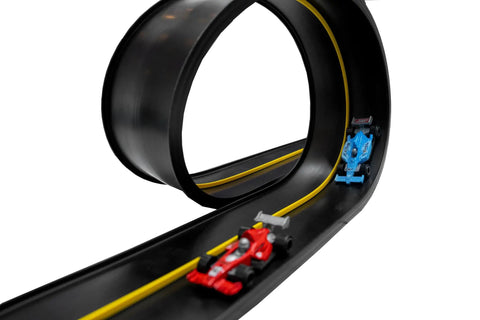 Flexible Race Car Track Set With Pressure Suction Cups, Two Lane Slot Track, Includes Two Mini Cars And Zip Up Storage Bag