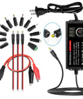 72W Adjustable AC to DC Power Supply Universal Adapter With LED Voltage Display and 16 Tips, Variable 3V to 24V Output Up to 3A Max