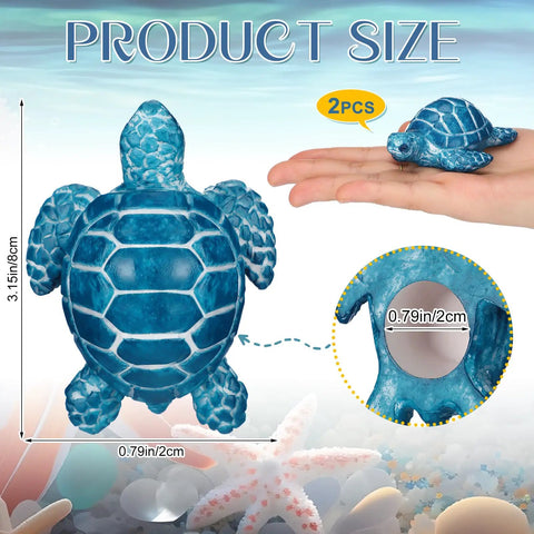 2 Pack Sea Turtle Toilet Bolt Caps Decorative Ceramic Screw Covers For Bathroom Hardware in classic blue color