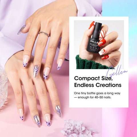 Manicured nails using Ultimate 24 Piece Gel Nail Polish Kit With 20 Dope Shades And 4 Essential Coats Base Coat Glossy Top Coat