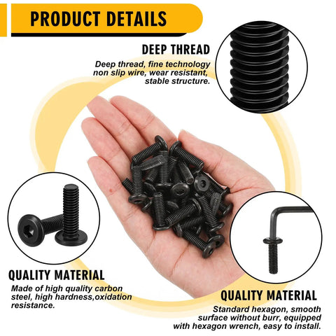 Heavy Duty Carbon Steel M6 X 20 Millimeter Socket Head Cap Screws With Spanner displayed in hand, showing deep thread and smooth surface.