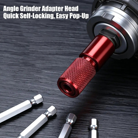 Self Locking Drill To Angle Grinder Adapter In Carbon Steel For Safe Quick Tool Swaps Rock Solid For Metalworking Woodworking