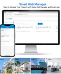 Smart Web Manager interface on smartphone and computer, showcasing property management features for efficient access control.