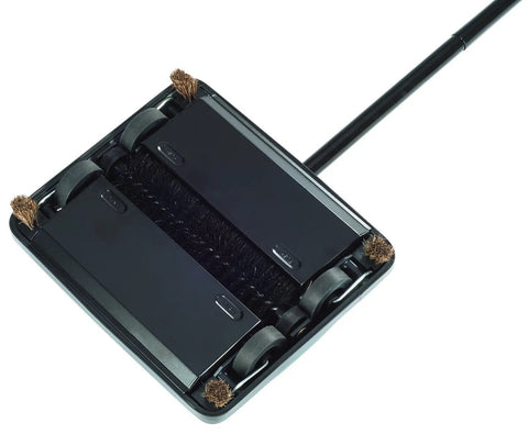 Compact Manual Carpet Sweeper For Hardwood And Tile Floors Abs Plastic Handle Easy Dump Dust Pan No Stress Janitorial Debris Catcher Quick Clean Sweep Tool Smooth Operator Roll backside view of the cleaning head.