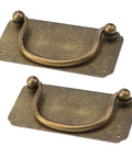 Vintage Horizontal Flat Brass Cabinet Handle Pulls Set Of 2 With Screws 3.94 X 1.97 Inches Antique Style Drawer And Door Pulls