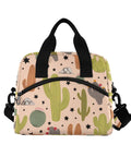 Front view of Desert Cacti Insulated 10L Cooler Bag For Picnic Beach Hiking Camping Work Leakproof Portable Lunch Box With Durable 300D Oxford Fabric And Reinforced Straps, featuring cactus pattern.