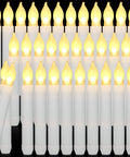 60 pcs flameless LED taper candles battery operated flickering warm light for weddings and church venues white candles display