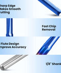 HQMaster CNC router bit, straight 1/8 in shank, 2-flute end mill for MDF, PVC, acrylic, chipboard, wood (10-pack)