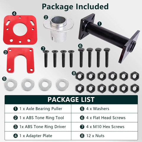 Rear Axle Bearing Puller And Installer Kit For Toyota Tacoma Tundra 4Runner Hilux T100 Pick Up Trucks 1995 To 2020 components.