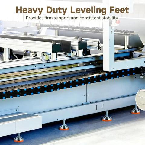Industrial machine supported by 4 Pack Heavy Duty Leveling Feet With M12 Adjustable Levelers And 2.36 Inch Anti Vibration Rubber Base