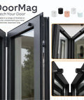 Heavy Duty Magnetic Bifold Door Catch Holder With Strong Magnet Stopper, Black mounted on bifold doors for secure holding.