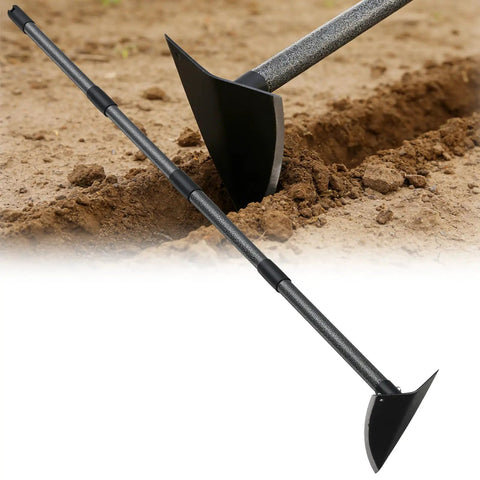 Heavy Duty Garden Hoe With Adjustable Long Handle From 30 To 72 Inches, Sharp Edge Triangle Weeding Hoe for soil cultivation