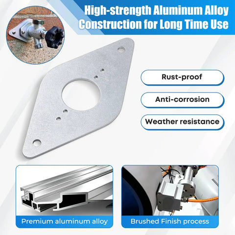 4 Pack Aluminum Hose Bib Mounting Plates Outdoor Spigot Mounting Kit beefy heavy duty bracket, aluminum alloy plate