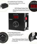 Heavy Duty AC Variable Speed Controller for Tools and Appliances, 120V to 240V Input, 22A Max, with LED display and metal chassis