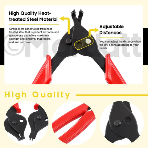 225 Piece Snap Ring Pliers Kit With Straight And Bent Retaining Ring Pliers For Internal And External Retaining Rings C Clips