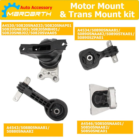 Set Of 4 Engine Mounts And Transmission Mounts For 2006 2011 Honda Civic 1.8L Automatic Direct Replacement OE A4530 A4534 A4543 A4546
