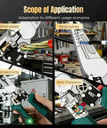 Heavy Duty 8 In One Wire Stripper Pliers With Built In Voltage Tester demonstrating wire stripping, winding, testing electricity, and sharpening.