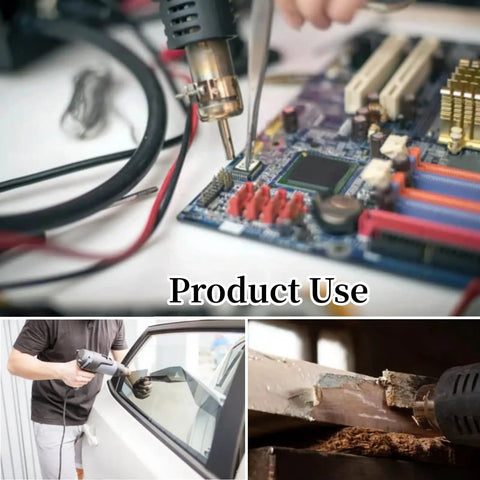 Heat Proof Nozzles Kit For 850 Hot Air Soldering Station 12 Piece Set with round and square tips in industrial use on PCB repair