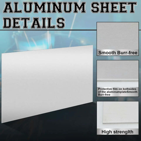 Details of 2 Pack 5052 Aluminum Sheet Metal 12 By 24 Inch Plate One Eighth Inch Thick, smooth and burr-free with high strength.