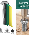 Close-up of 25-Piece 1/4-20 Button Head Socket Cap Bolts Set In 304 Stainless Steel 18-8 Bright Finish, durability demonstration