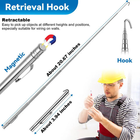 Wet Noodle Flexible Magnetic Pickup Tool With Fish Chain Handy Retrieval Hook For Tight Spaces And Wiring Through Walls Expandable Magnetic Retriever For Grabbing Metal Objects And Small Items