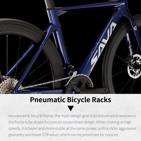 Lightweight Full Carbon Fiber Road Bike For Adults With Shimano R7120, showing rear wheel and pneumatic bike rack detail.