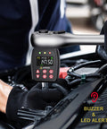Person using Digital Torque Adapter 1/2 Inch Drive for Cars, 7.4-147.5 Ft-Lb, with LED and buzzer alerts in engine bay