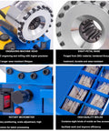 Heavy Duty Hydraulic Hose Crimping Tool With 8 Die Sets For 6 To 28mm Hose And One Quarter Inch Hydraulic Cables features and parts