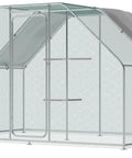 Walk In Metal Chicken Coop With Cover And Perch For Outdoor Backyard Use, Large Enclosure For Chickens Ducks And Rabbits, 118 Inch Long By 118 Inch Wide By 78.7 Inch High, Sturdy Outdoor Run And Pen