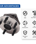 Rear Wheel Hub And Bearing Assembly For 2003 To 2008 Pontiac Vibe, 2000 To 2005 Toyota Celica, 2003 To 2008 Corolla And Matrix FWD Non ABS
