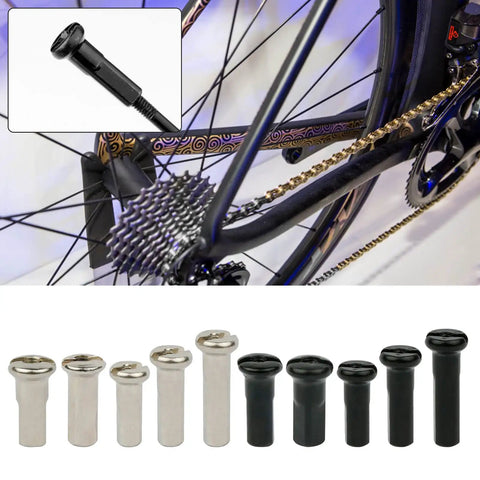 50 Pcs Pack Ultralight Steel Bike Spoke Nipples 12G 13G 14G In Black And Silver High Strength Wheel Spoke Nipples Caps display