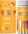 Lead Test Kit For Home Surfaces With 30 Rapid Swabs And 30 Second Results box and bottle showing color-change swabs.