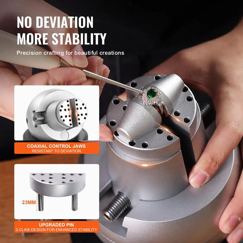 5 Inch Ball Vise Engraving Block With 360 Degree Rotation, Pro Grade Jewelry Inlay And Small Scale Engraving Kit, Includes 35 Attachments For Gemstone Inlay And Fine Detailing, Durable Chrome Plated Steel Vise For Precision Craft