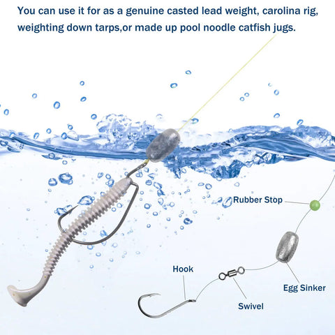 42 Piece Egg Sinker Fishing Weights Kit For Saltwater Bottom Fishing Rigs Carolina Rig Weights Set With Assorted Sizes From One Eighth Ounce To Two Ounces In Premium Electrolytic Metal And Durable Plastic Box