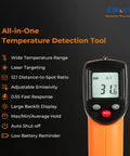 Non-Contact Infrared Temperature Gun With Laser Targeting, Adjustable Emissivity, Backlit Display, Handheld Digital Thermometer