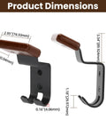 Dimensions of Heavy Duty Helmet Wall Mount And Gear Organizer Rack with wood and steel hooks, size details highlighted.