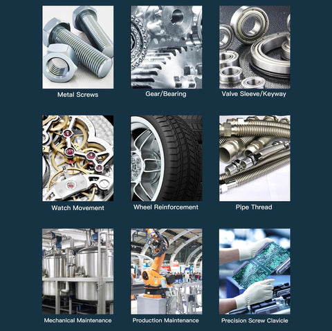 Automotive parts collage: screws, gears, bearings, valve sleeves, wheels, pipe threads, maintenance, circuit board