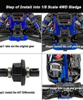 RC Gearbox Differential Gear Set 43T 10T Steel Gears For 1/8 Scale 4WD Sledge Off Road Truck Upgrade Part installation steps