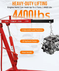 Heavy Duty Hydraulic Engine Hoist And Cherry Picker Shop Rig For Gearheads 2 Ton 4400 LBS Lift Capacity showing adjustable boom and hydraulic pump.