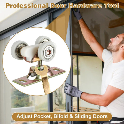 Slick Operation Pocket Door Wrench Kit Featuring A Solid Three Eighth Inch Pivot Adjustment Spanner for adjusting bifold rollers.