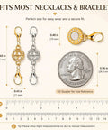 12 Pack Magnetic Necklace Clasp Extenders In Gold And Silver Easy Lobster Closure Converters shown with size measurements