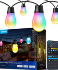 Lit Outdoor String Lights 96ft Dual Rope RGBIC LED Bulbs With 111 Scene Modes, Warm White Dimmable, IP66 Weatherproof, Smart App Control