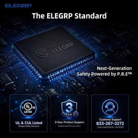 Close-up of ELEGRP standard microchip showcasing safety features for next-gen outdoor electrical products.