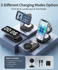 3 In 1 Magnetic Wireless Charging Station With MagSafe Foldable Travel Charger Stand And Night Light for iPhone and Apple devices displayed on blue pedestal