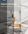 Modern interior with 12 Pack 6 Inch Ultra Thin LED Recessed Ceiling Light With Junction Box, 5000K Daylight, 12W Dimmable