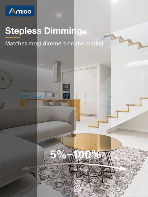 Modern interior with 12 Pack 6 Inch Ultra Thin LED Recessed Ceiling Light With Junction Box, 5000K Daylight, 12W Dimmable