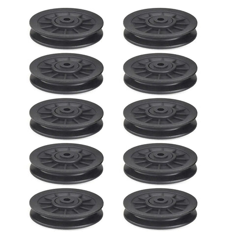 Heavy Duty Pulley Wheel Set For Cable Fitness Machines, round black nylon roller bearing wheels, 10-piece set